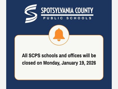 All Spotsylvania County Schools are closed Today in Observance of Martin Luther King Day 